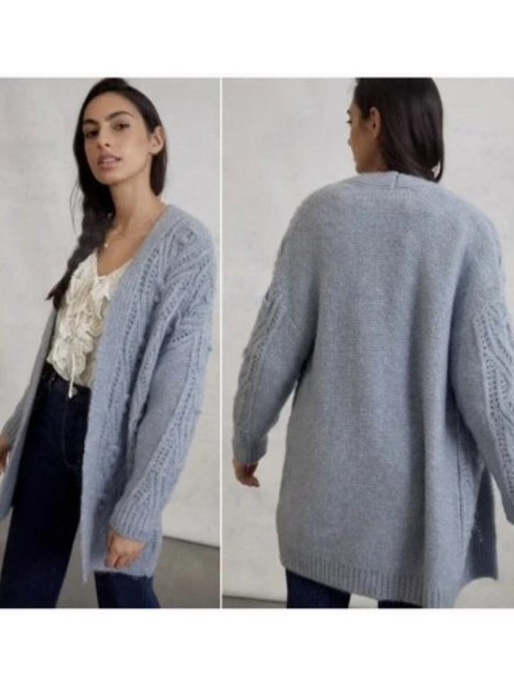 Anthropologie Nuria Cable Knit Oversized Textured Cardigan Sweater XS